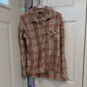Volcom Pink and White Plaid Flannel Shirt